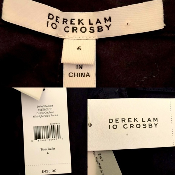 Derek Lam 10 Crosby Navy Blue Sleeveless Button Blouse SZ 6 NWT Twist Tie Cotton - Picture 10 of 13